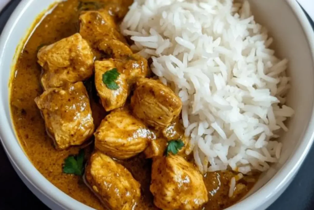 Pollo al curry con arroz basmati